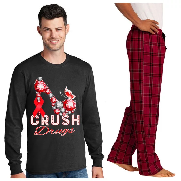 Crush Drugs Christmas Gnome Wear Red Ribbon Week Nurse Long Sleeve Pajama Set