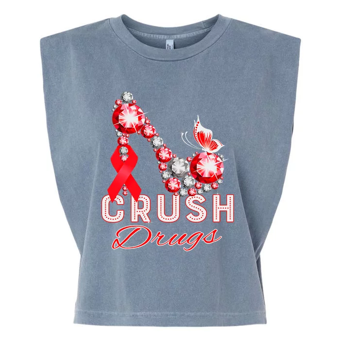 Crush Drugs Christmas Gnome Wear Red Ribbon Week Nurse Garment-Dyed Women's Muscle Tee