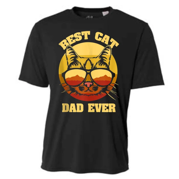 Cat Daddy Cat Lover Gift 80s Retro Best Cat Dad Ever Cooling Performance Crew T-Shirt