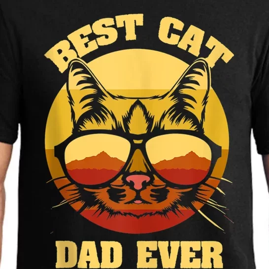 Cat Daddy Cat Lover Gift 80s Retro Best Cat Dad Ever Pajama Set