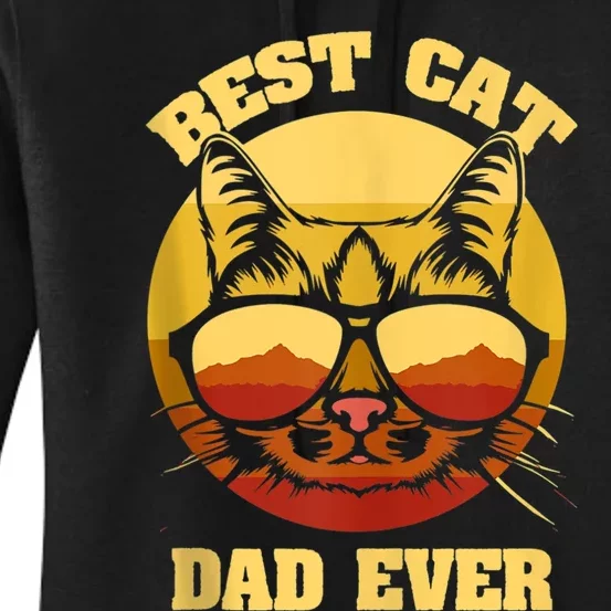 Cat Daddy Cat Lover Gift 80s Retro Best Cat Dad Ever Women's Pullover Hoodie