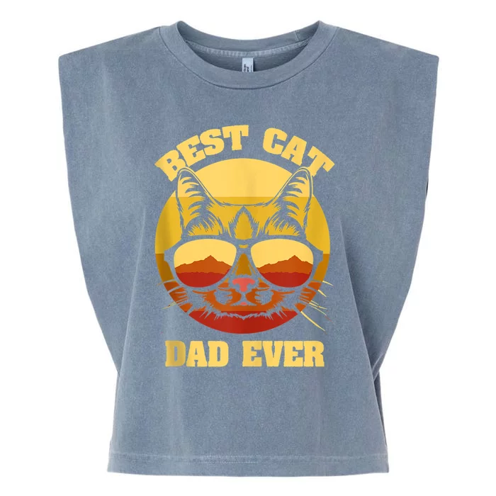 Cat Daddy Cat Lover Gift 80s Retro Best Cat Dad Ever Garment-Dyed Women's Muscle Tee