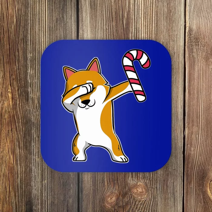 Christmas Dabbing Corgi Puppy Dog Candy Cane Dance Gift Coaster