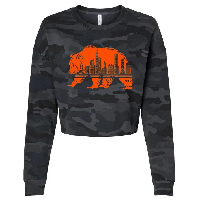 Chicago Downtown City Skyline Illinois Pride Cropped Pullover Crew