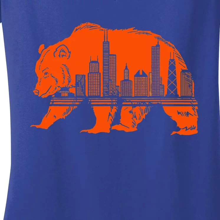 Chicago Downtown City Skyline Illinois Pride Women's V-Neck T-Shirt