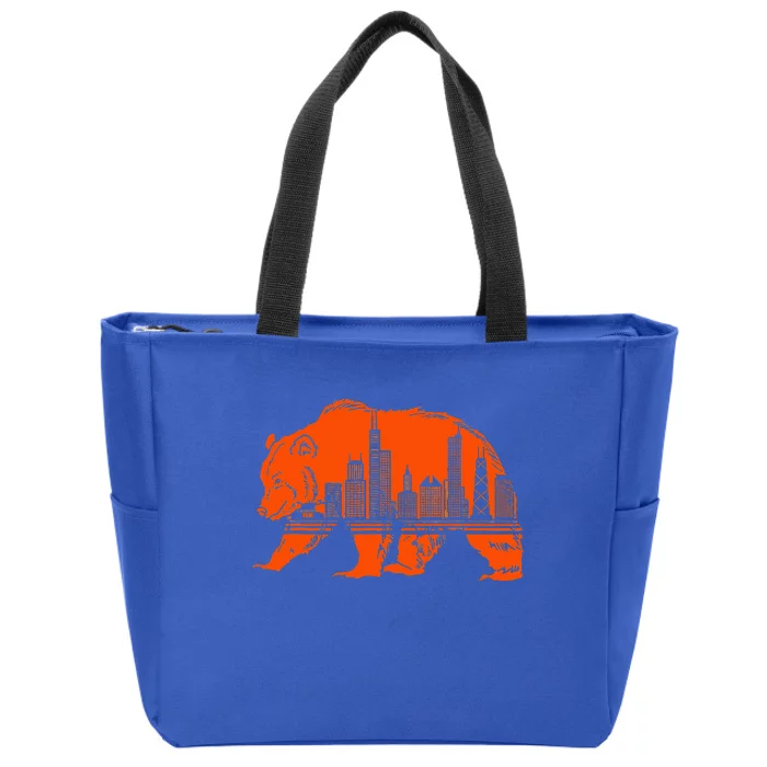 Chicago Downtown City Skyline Illinois Pride Zip Tote Bag