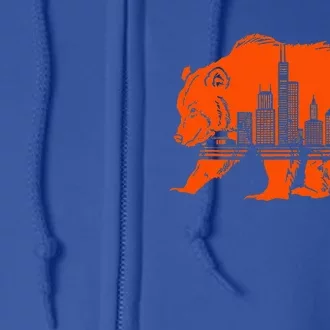 Chicago Downtown City Skyline Illinois Pride Full Zip Hoodie