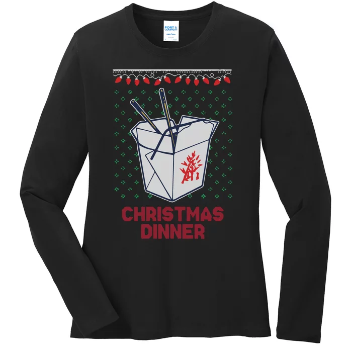 Christmas Dinner Ladies Long Sleeve Shirt