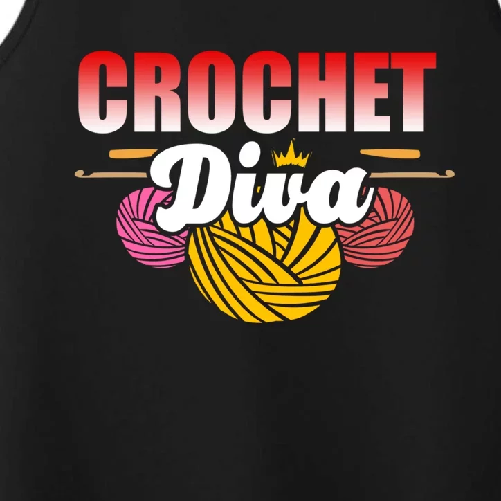 Crochet Diva Crocheter And Crocheting Lover Funny Gift Performance Tank