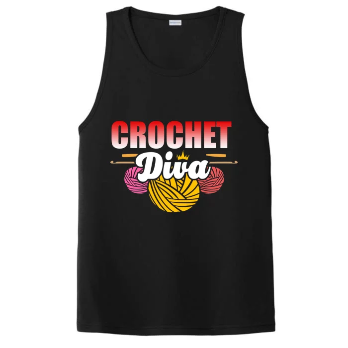 Crochet Diva Crocheter And Crocheting Lover Funny Gift Performance Tank