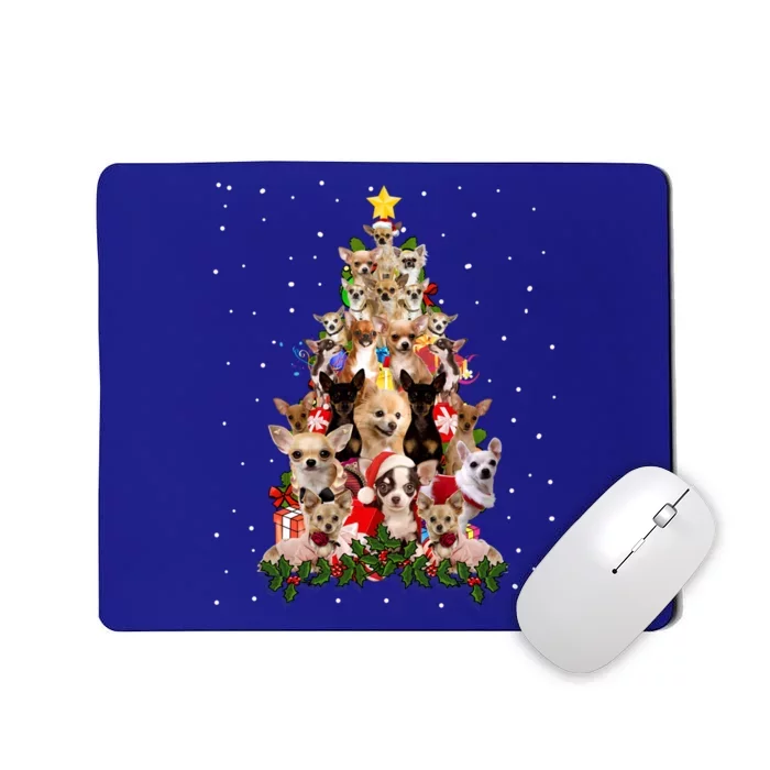 Chihuahua Dog Christmas Tree Lights Funny Xmas Dog Lover Gift Mousepad