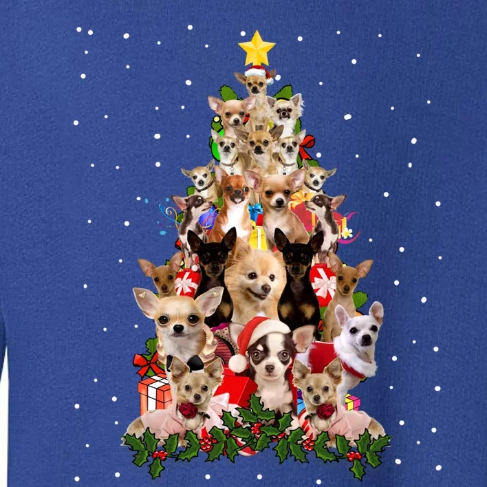 Chihuahua Dog Christmas Tree Lights Funny Xmas Dog Lover Gift Toddler Sweatshirt