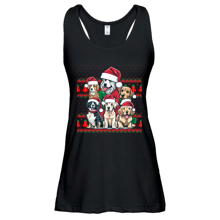 Cute Dog Christmas Ugly Sweater Family Matching Pajamas Dog Ladies Essential Flowy Tank