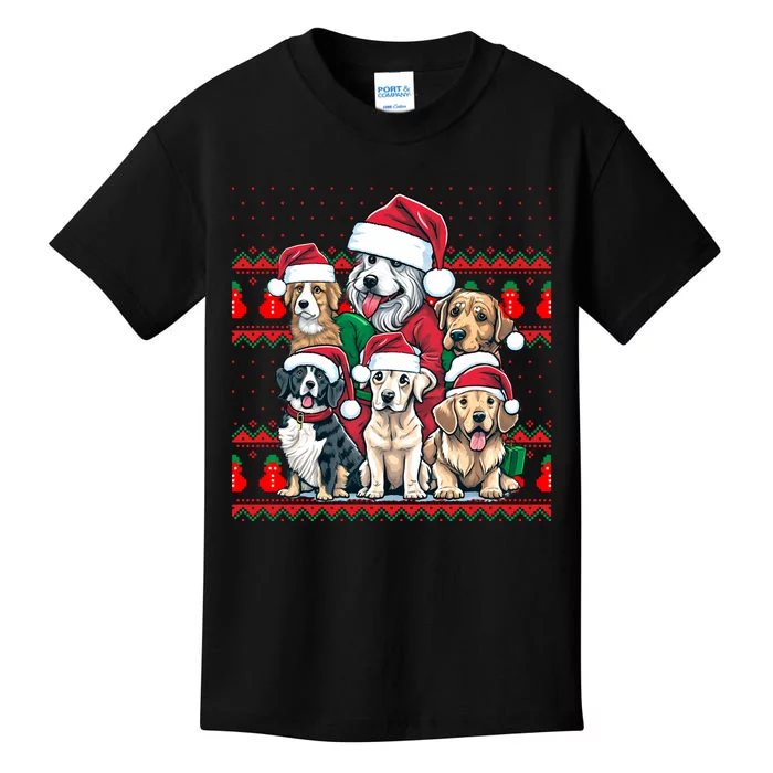 Cute Dog Christmas Ugly Sweater Family Matching Pajamas Dog Kids T-Shirt