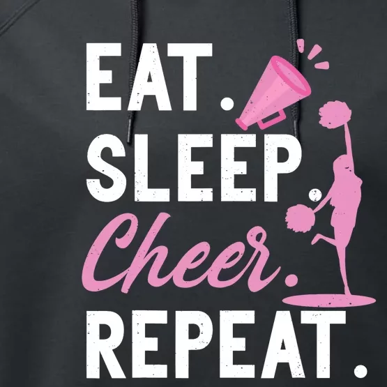 Cheerleading Dance Cheerleader Girl Eat Sleep Cheer Repeat Performance Fleece Hoodie