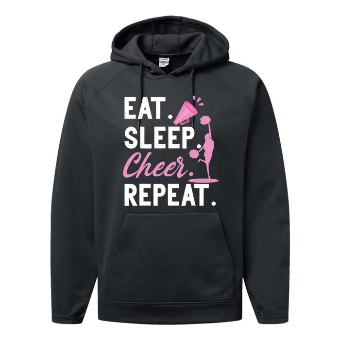 Cheerleading Dance Cheerleader Girl Eat Sleep Cheer Repeat Performance Fleece Hoodie