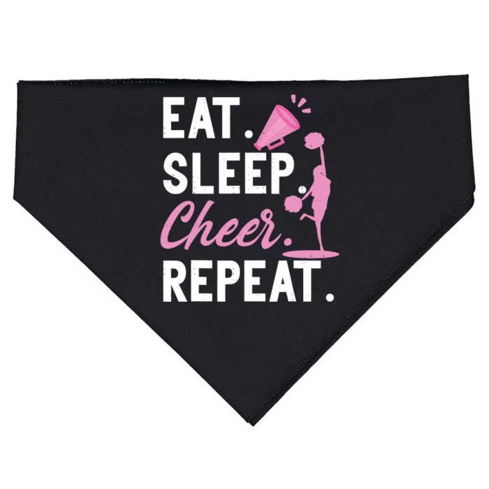 Cheerleading Dance Cheerleader Girl Eat Sleep Cheer Repeat USA-Made Doggie Bandana