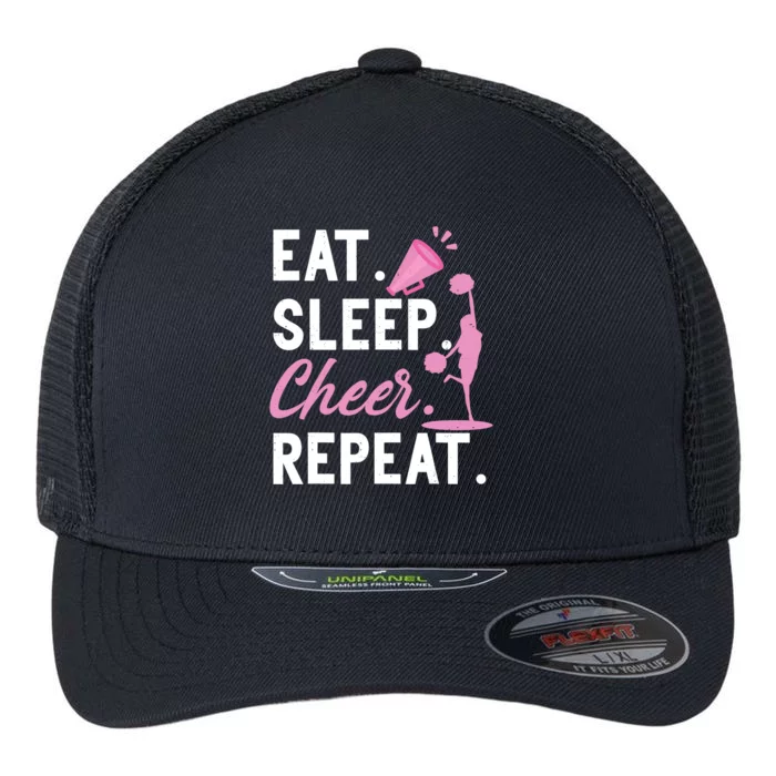 Cheerleading Dance Cheerleader Girl Eat Sleep Cheer Repeat Flexfit Unipanel Trucker Cap