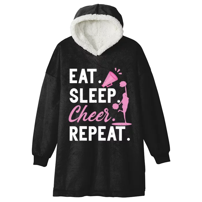 Cheerleading Dance Cheerleader Girl Eat Sleep Cheer Repeat Hooded Wearable Blanket