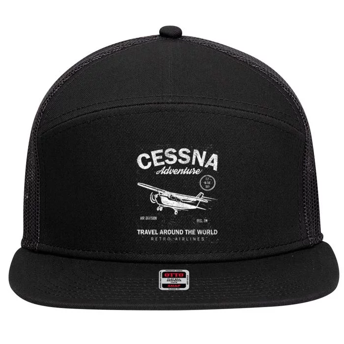 Cessna Distressed 7 Panel Mesh Trucker Snapback Hat