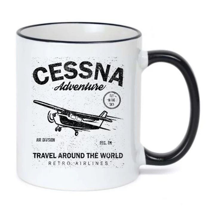 Cessna Distressed Black Color Changing Mug