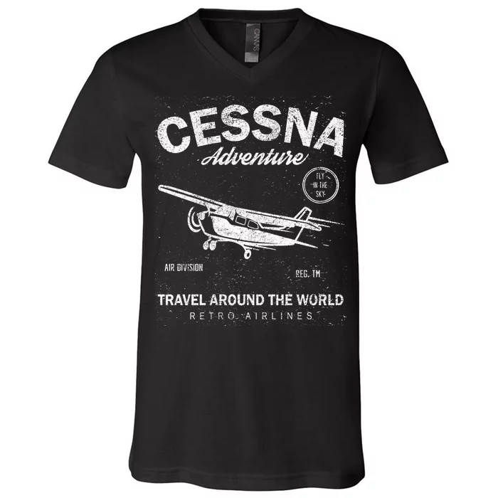 Cessna Distressed V-Neck T-Shirt