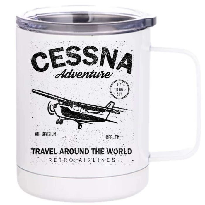 Cessna Distressed Front & Back 12oz Stainless Steel Tumbler Cup