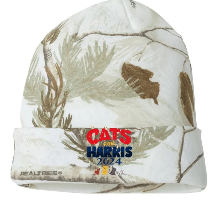 Cat Design Cats For Kamala Funny Harris Supporter Kati - 12in Camo Beanie