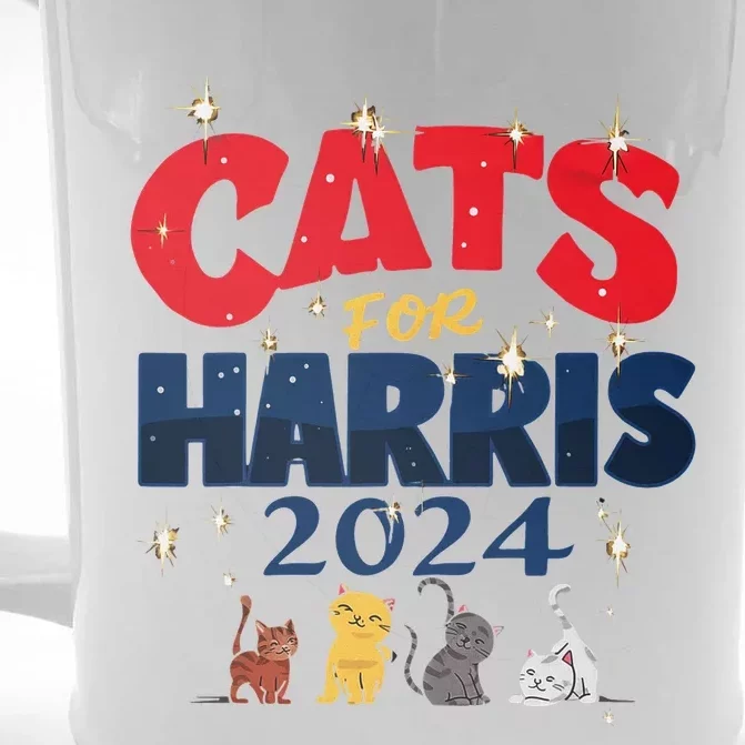 Cat Design Cats For Kamala Funny Harris Supporter Front & Back Beer Stein