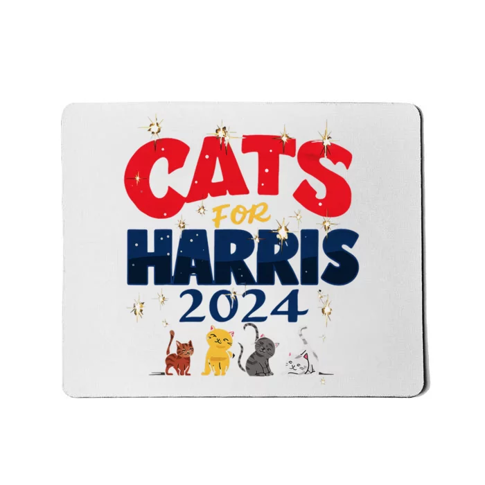 Cat Design Cats For Kamala Funny Harris Supporter Mousepad