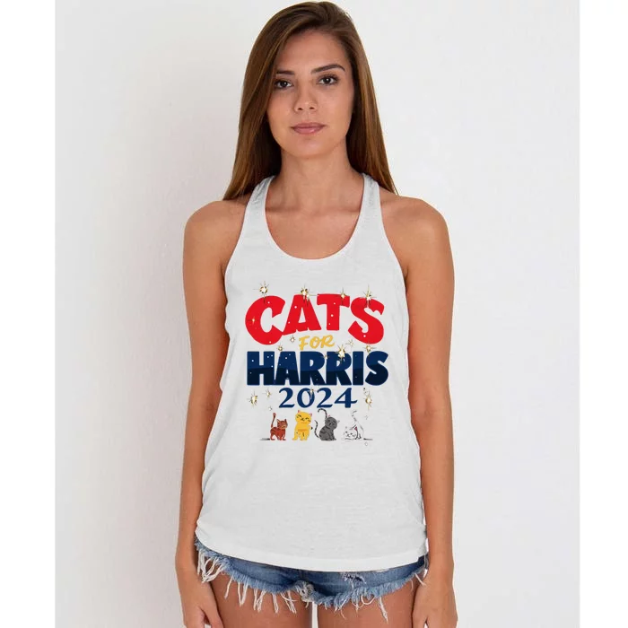 Cat Design Cats For Kamala Funny Harris Supporter Women's Knotted Racerback Tank