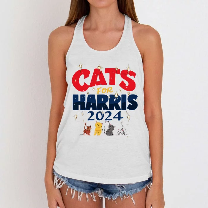 Cat Design Cats For Kamala Funny Harris Supporter Women's Knotted Racerback Tank