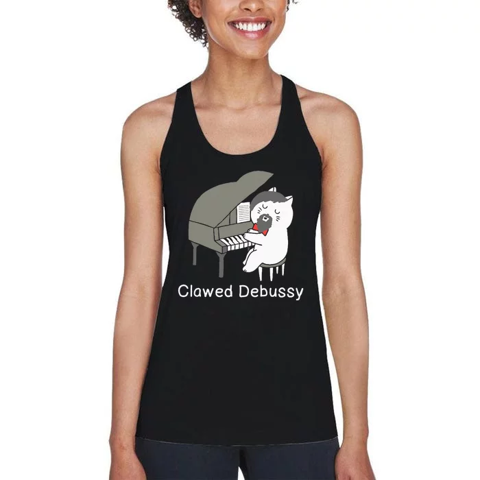 Clawed Debussy Cat Piano Classical Music Composer Teacher Women's Racerback Tank