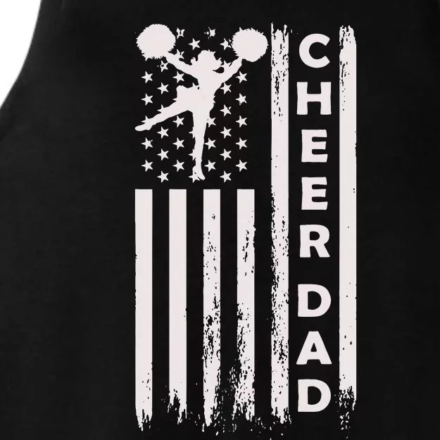 Cheer Dad Cheerleading Cheerleader Father American Flag Ladies Tri-Blend Wicking Tank