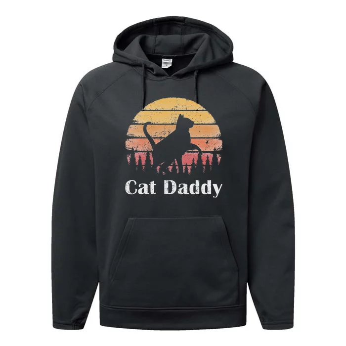 Cat Daddy Cat Lover Vintage Design Father's Day Cat Dad Performance Fleece Hoodie