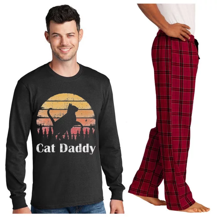 Cat Daddy Cat Lover Vintage Design Fathers Day Cat Dad Long Sleeve Pajama Set