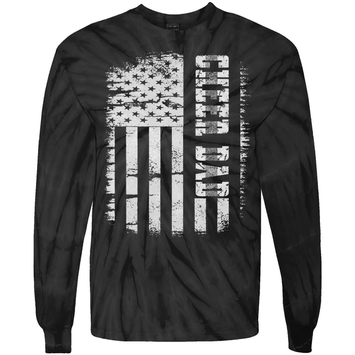 Cheer Dad Cheerleading Cheerleader Father American Flag Tie-Dye Long Sleeve Shirt