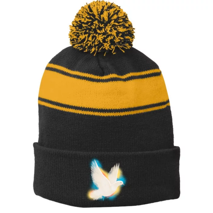 Colorful Dove Stripe Pom Pom Beanie