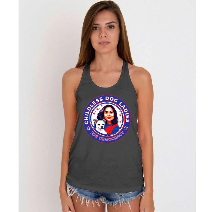 Childless Dog Cat Ladies For Democracy Feminist Women's Knotted Racerback Tank