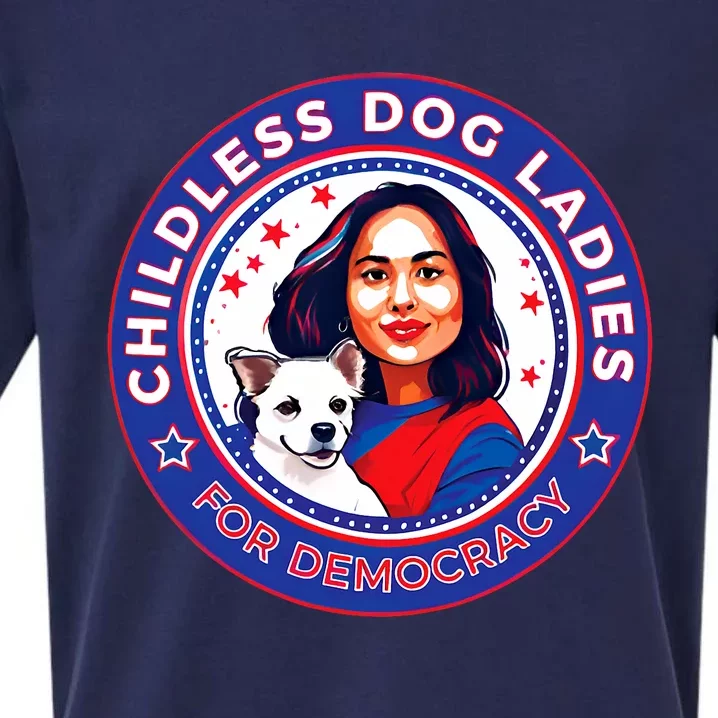 Childless Dog Cat Ladies For Democracy Feminist Sueded Cloud Jersey T-Shirt