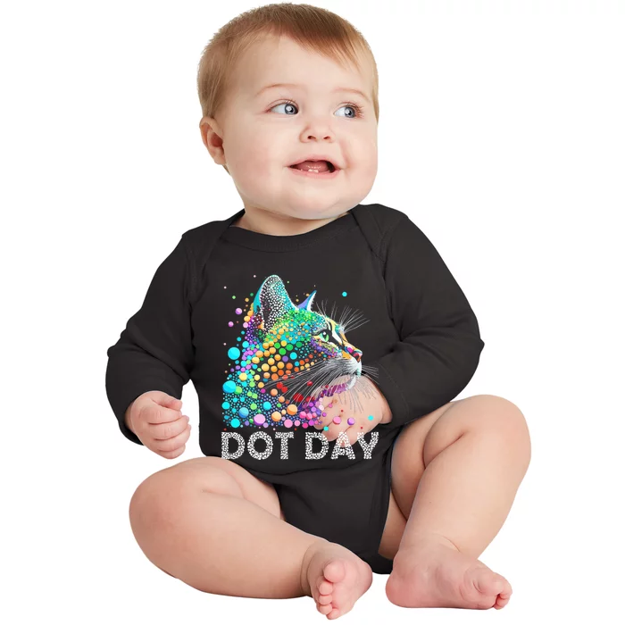 Colorful Dots Cat Lover Happy Dot Day Baby Long Sleeve Bodysuit