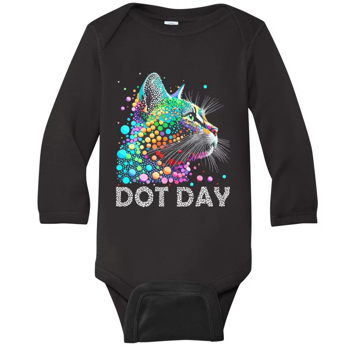 Colorful Dots Cat Lover Happy Dot Day Baby Long Sleeve Bodysuit