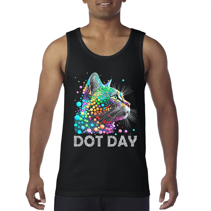 Colorful Dots Cat Lover Happy Dot Day Tank Top