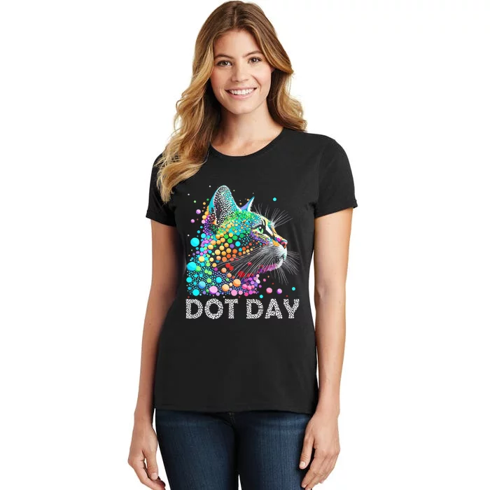 Colorful Dots Cat Lover Happy Dot Day Women's T-Shirt