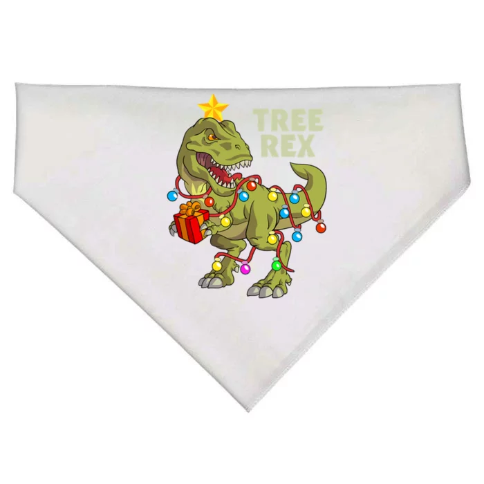 Christmas Dinosaur Christmas Lights Tree Rex Gift USA-Made Doggie Bandana