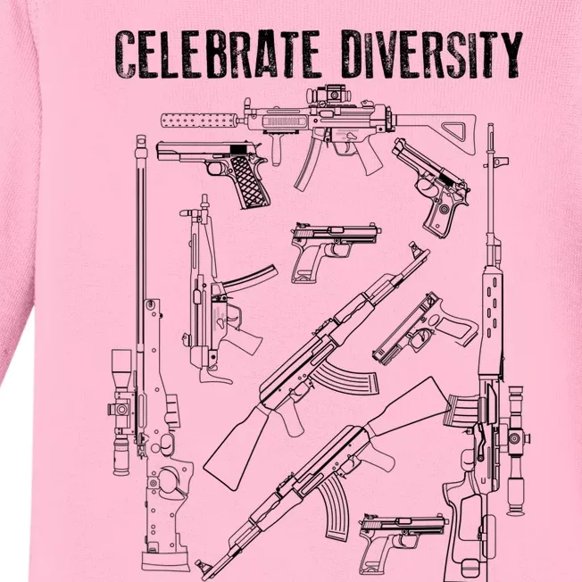 Celebrate Diversity | Cute Black Firearm Owners Funny Gift Baby Long Sleeve Bodysuit