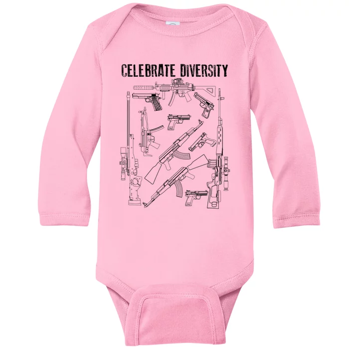 Celebrate Diversity | Cute Black Firearm Owners Funny Gift Baby Long Sleeve Bodysuit