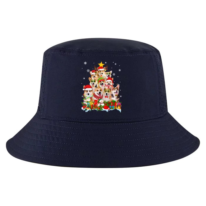 Corgi Dog Christmas Tree Lights Xmas Santa Hat Gift Cool Comfort Performance Bucket Hat