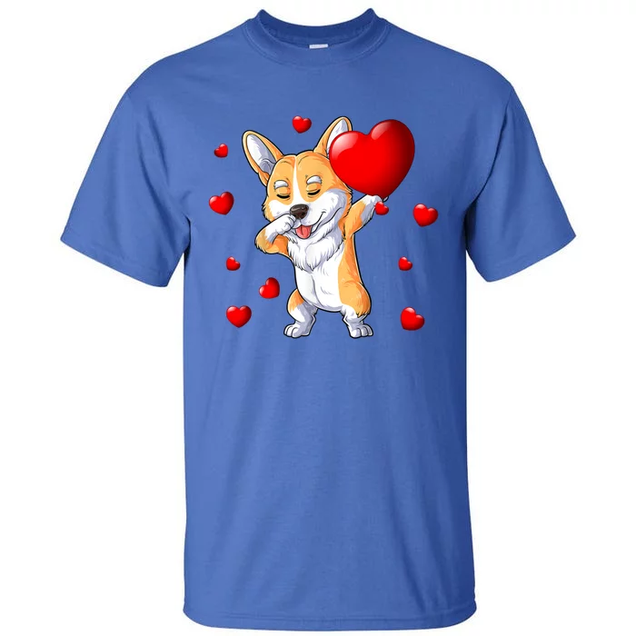 Cute Dabbing Corgi Dog Holding Heart Happy Valentines Day Cool Gift Tall T-Shirt