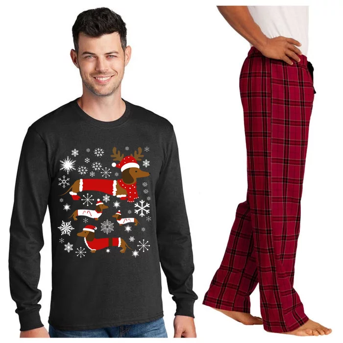 Cute Dachshund Christmas For Dog Lovers Gift Long Sleeve Pajama Set